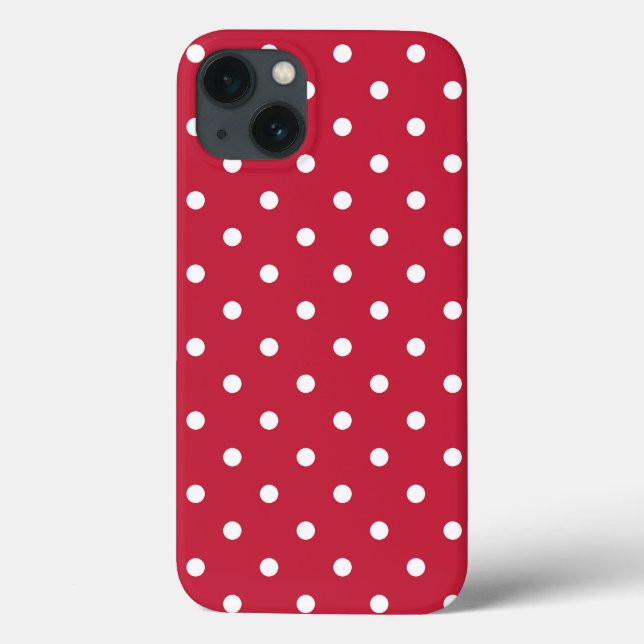 White Red Polka Dot Pattern Retro 70s 80s Classic  Case-Mate iPhone Case (Back)