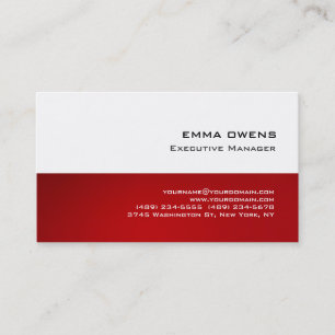 White Red Porfessional Modern Plain Simple Business Card