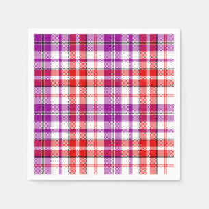 White Red Purple Plaid Tartan Design  Napkin