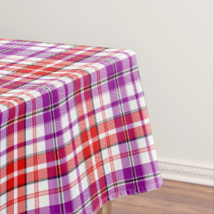 White Red Purple Plaid Tartan Design  Tablecloth