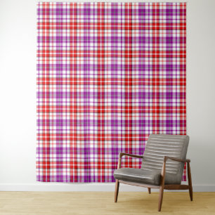 White Red Purple Plaid Tartan Design Tapestry