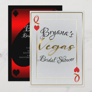White & Red Queen of Hearts Vegas Bridal Shower Invitation