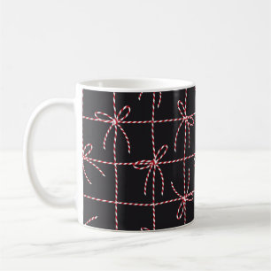 White Red Rope Bow, Twine Colour Ribbon and Tied K Coffee Mug