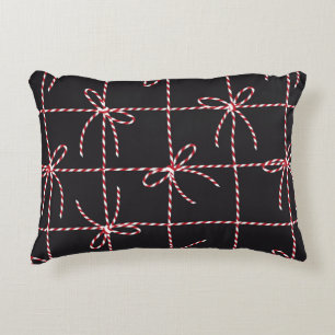 White Red Rope Bow, Twine Colour Ribbon and Tied K Decorative Cushion