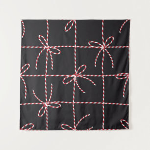 White Red Rope Bow, Twine Colour Ribbon and Tied K Tapestry