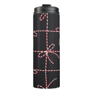 White Red Rope Bow, Twine Colour Ribbon and Tied K Thermal Tumbler