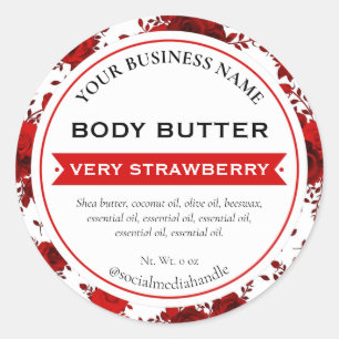 White Red Rose Floral Country Product Labels