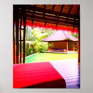 White red snow fairy house add text ai art poster