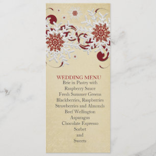 White&Red Snowflakes Swirls Wedding Menu