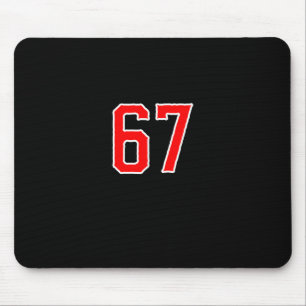 White Red Sports Team Number #67 Swea Mouse Pad