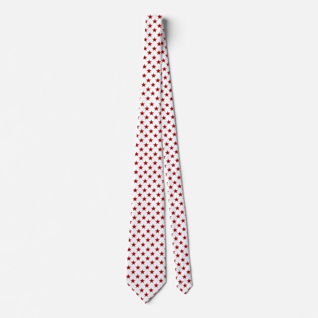 White Red Star Pattern Work, Graduation, Gift Tie (Front)