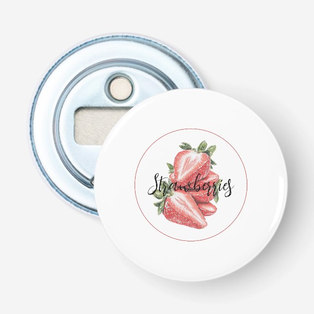 White Red Strawberries Fruit   Bottle Opener (Front)
