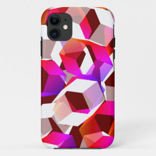 White, red to pink hexagons on dark red background Case-Mate iPhone case