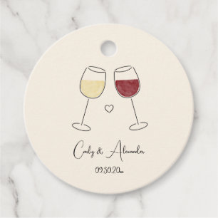 White Red Wine Glass Cheers Wedding Engagement Favour Tags