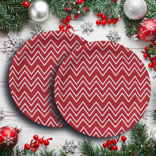 White Red Winter Festive Paper Plate