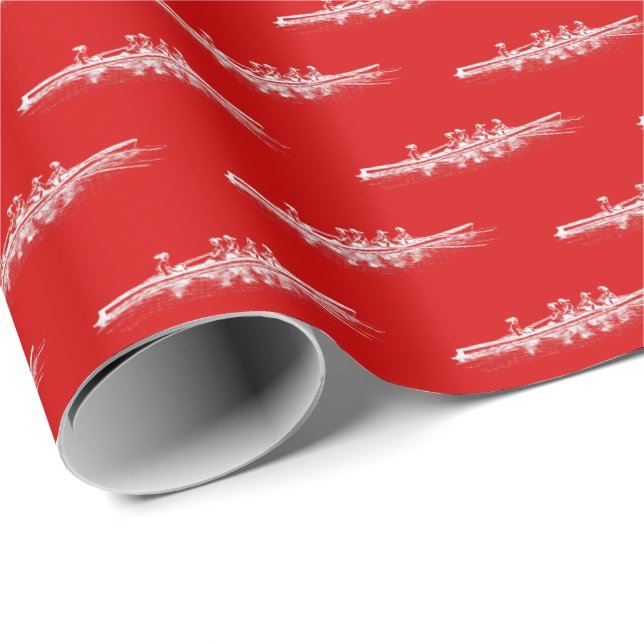White Red Women Rowing Rowers Crew Team Sports Wrapping Paper (Roll Corner)