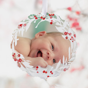 white red wreath new baby tree decoration card