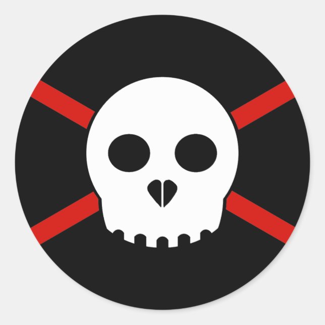 White & Red X-Skull Sticker (Front)
