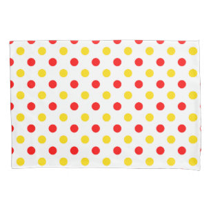 White Red Yellow Polka Dots Design  Pillowcase