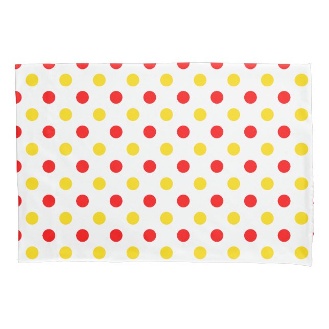 White Red Yellow Polka Dots Design  Pillowcase (Front)