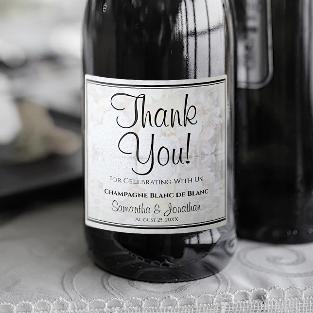 White Reflections Thank You Wedding Sparkling Wine Label (Creator Uploaded)