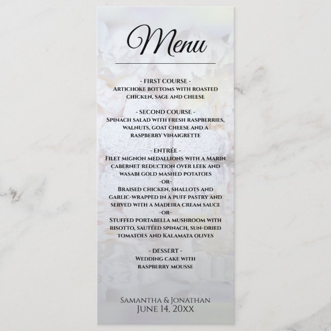 White Reflections Wedding Menu (Front)