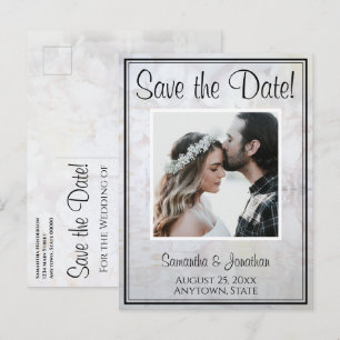 White Reflections Wedding Save the Date Postcard