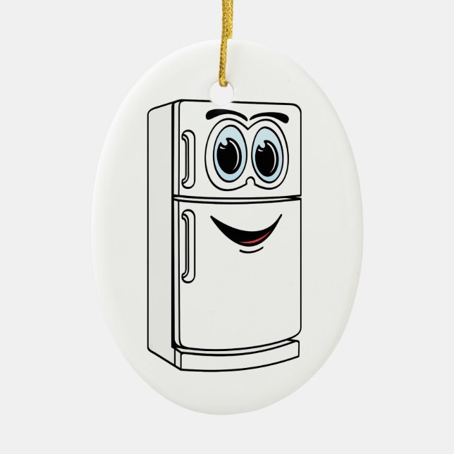 White Refrigerator Cartoon Ceramic Tree Decoration (Front)