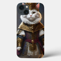 White Regal Cat Dressed In Renaissance Outfit,
