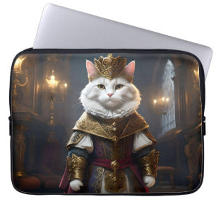 White Regal Cat Dressed In Renaissance Outfit, Laptop Sleeve