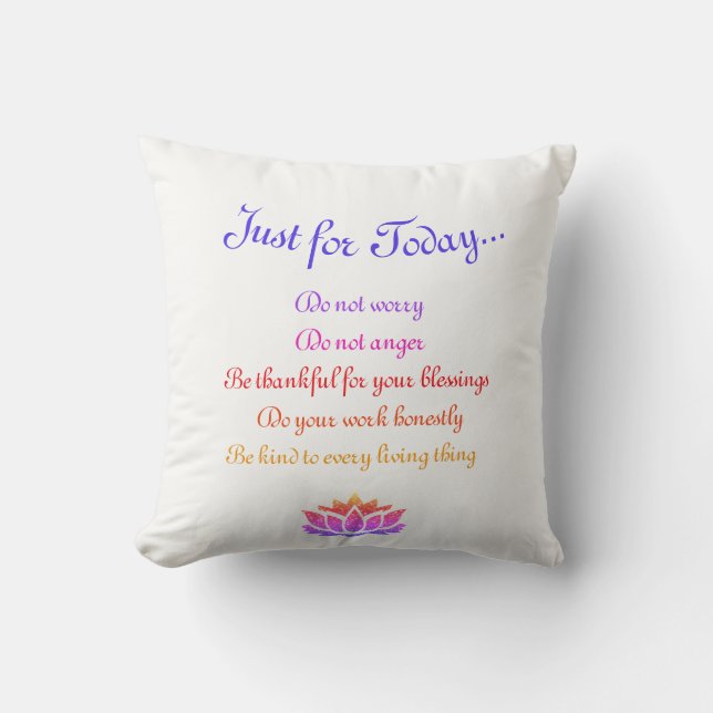 White Reiki Principles Cushion (Front)