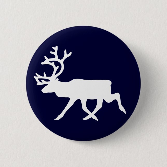 White Reindeer 6 Cm Round Badge (Front)