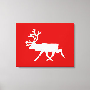 White Reindeer / Caribou Silhouette Canvas Print