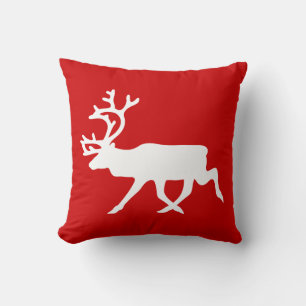 White Reindeer / Caribou Silhouette Cushion