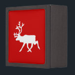 White Reindeer / Caribou Silhouette Jewellery Box<br><div class="desc">White Reindeer / Caribou Silhouette.

Globe Trotters specialises in idiosyncratic imagery from around the globe. Here you will find unique Greeting Cards,  Postcards,  Posters,  Mousepads and more.</div>