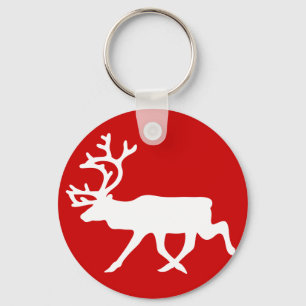 White Reindeer / Caribou Silhouette Key Ring