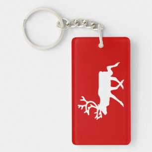 White Reindeer / Caribou Silhouette Key Ring