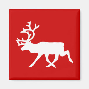 White Reindeer / Caribou Silhouette Magnet