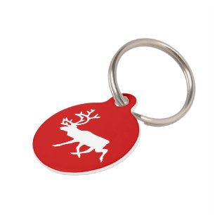 White Reindeer / Caribou Silhouette Pet Tag