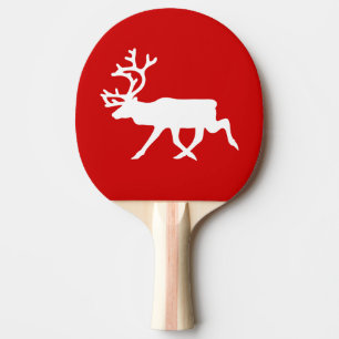 White Reindeer / Caribou Silhouette Ping Pong Paddle