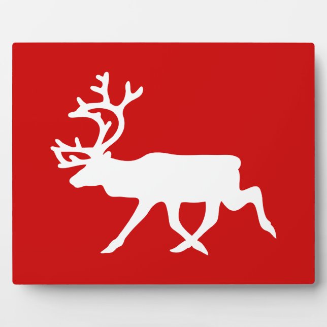 White Reindeer / Caribou Silhouette Plaque (Front)
