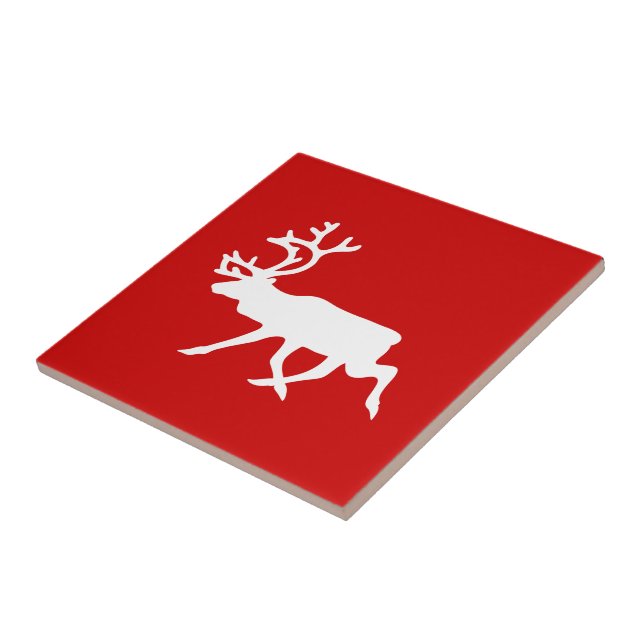 White Reindeer / Caribou Silhouette Tile (Side)