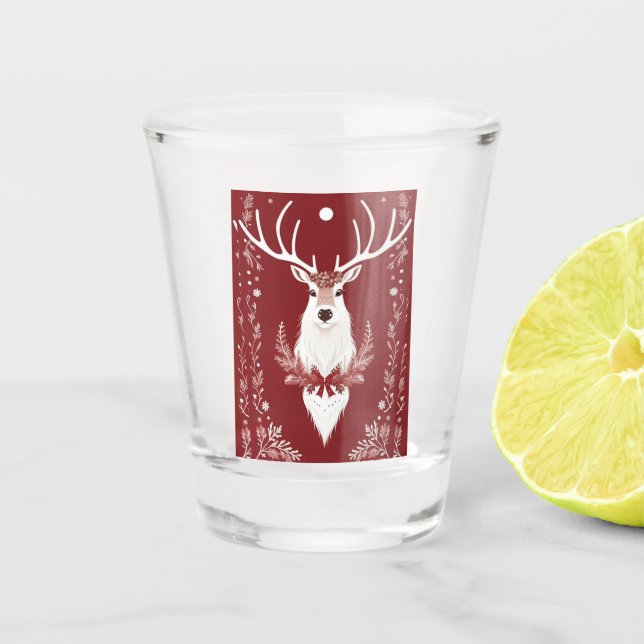 White Reindeer  Shot Glass (Front)