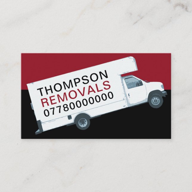 White Removal Van, Removal Company Business Card (Front)