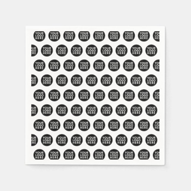 White Repeating Business Logo Napkin (Front)