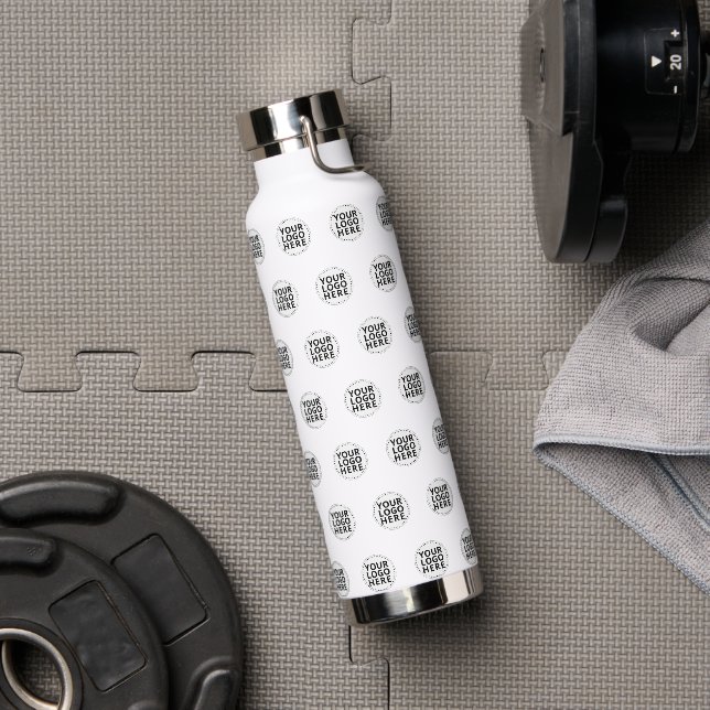 White Repeating Business Logo Water Bottle (Gym)