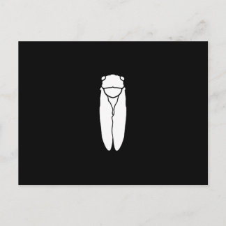 White Retro Cicada Insect Print Postcard