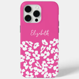 White Retro Dogwood Flowers Custom Name     iPhone 15 Pro Max Case