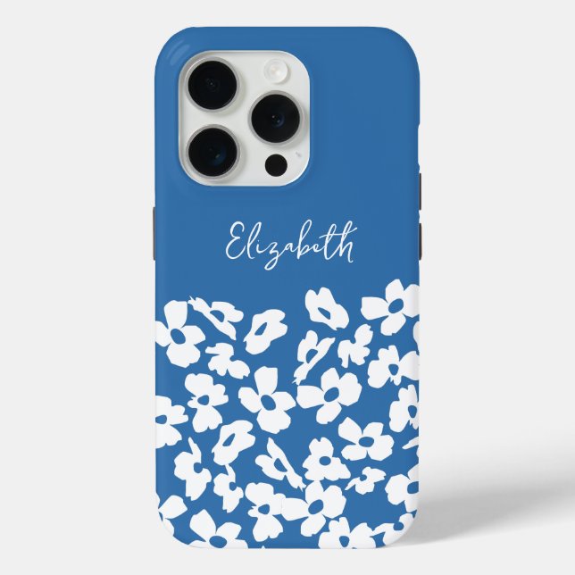 White Retro Dogwood Flowers Custom Name     Case-Mate iPhone Case (Back)