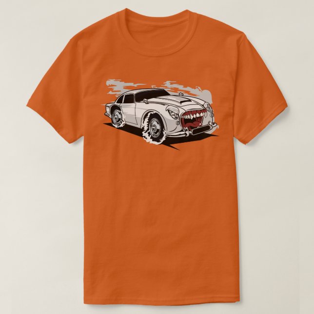 WHITE RETRO MONSTER CAR T-Shirt (Design Front)